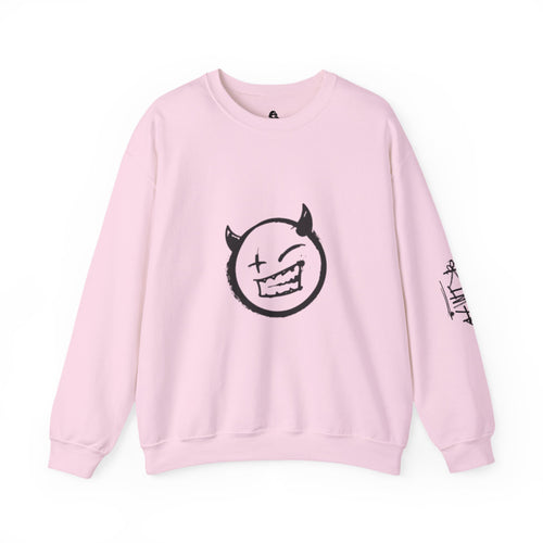 Demon Smiley Crewneck Sweatshirt – Grunge Devil Emoticon Graphic